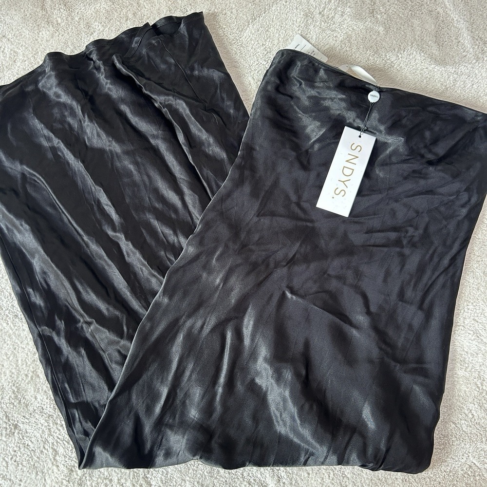 Revolve SNDYS Maxi Dress Black‎ Strapless Satin size M NWT $125